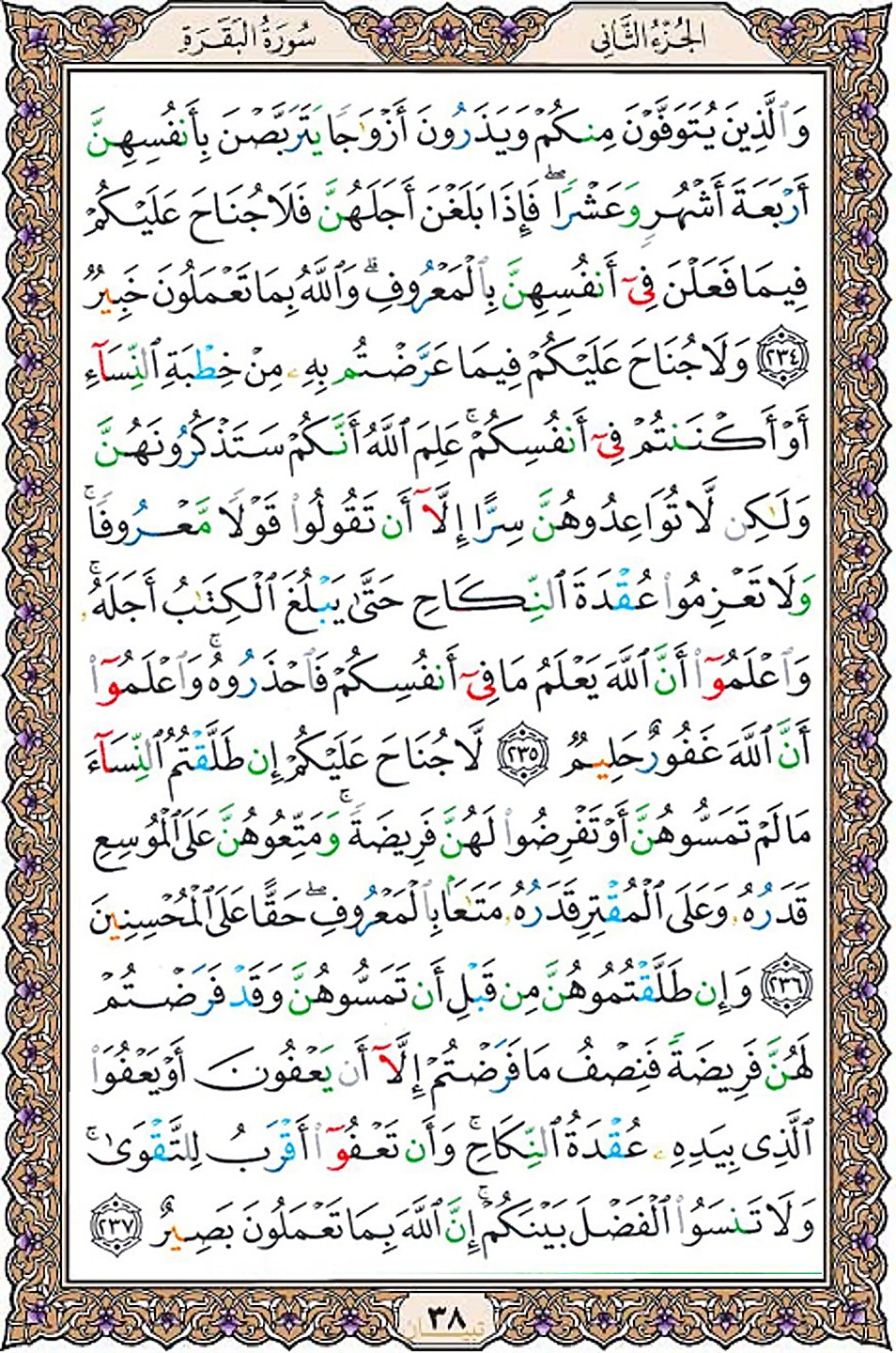 قرآن  عثمان طه با کیفیت بالا صفحه 38